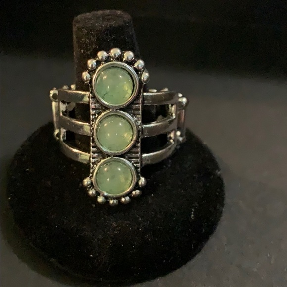 Rio Trip Green-Silver Stretchy Ring
